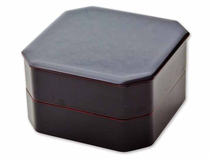 予約　川連漆器　八角二段　本溜（二段重箱）