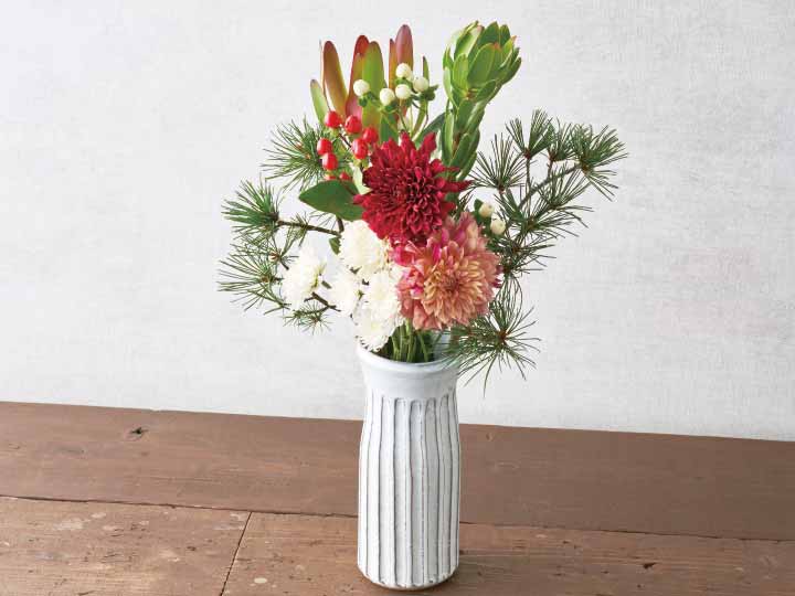 予約　へちもん信楽焼　白釉彫フラワーベース