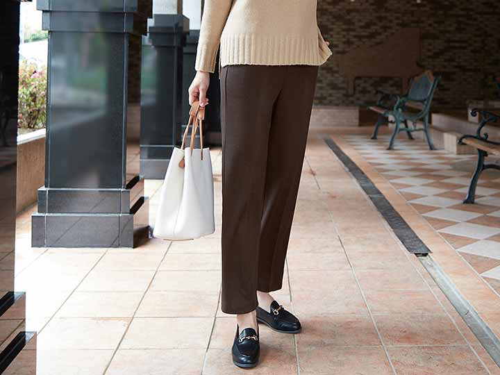 予約　あったか楽ちん裏起毛パンツ（チャコールグレー）Ｌ_2