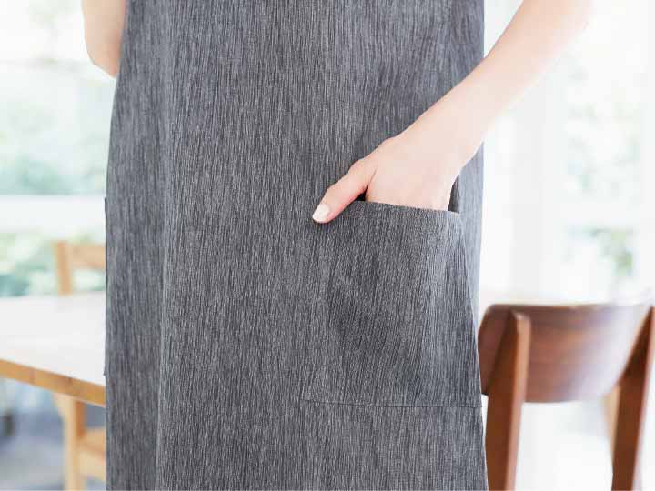 予約　高島ちぢみ涼感ワンピース　Ｌ−ＬＬ　グレー_3