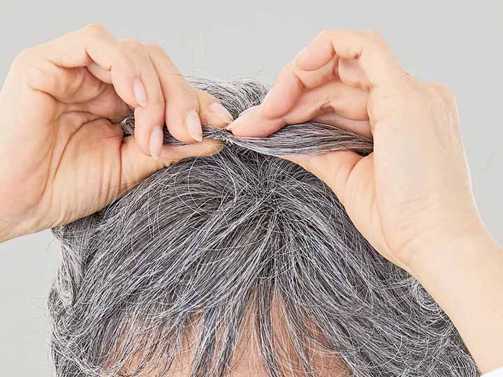 予約　つむじポン！ヘアピース　ポイントカバー　グレイヘア_2