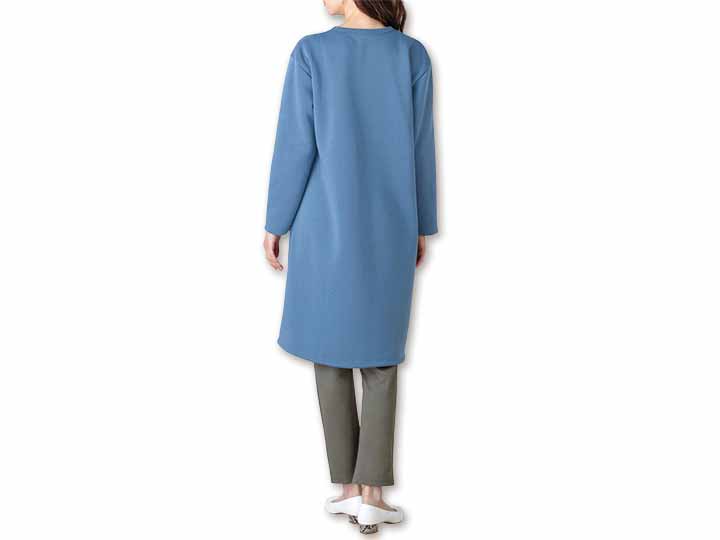 予約　ひざまであったか裏起毛ワンピース　ブルーグレー　ＬＬ_3