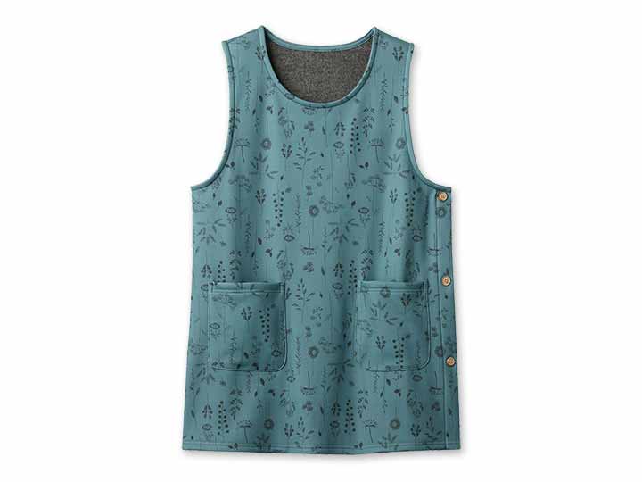 予約　軽くてあったかチュニックエプロン（ブルー系）Ｍ−Ｌ