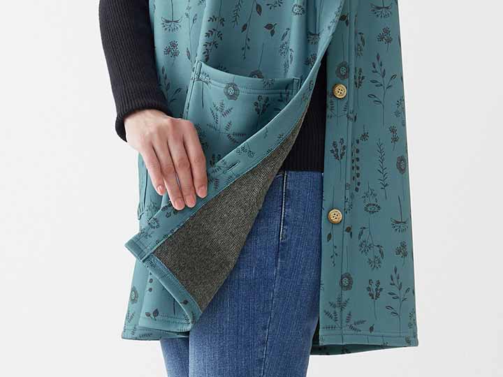 予約　軽くてあったかチュニックエプロン（ブルー系）Ｍ−Ｌ_4