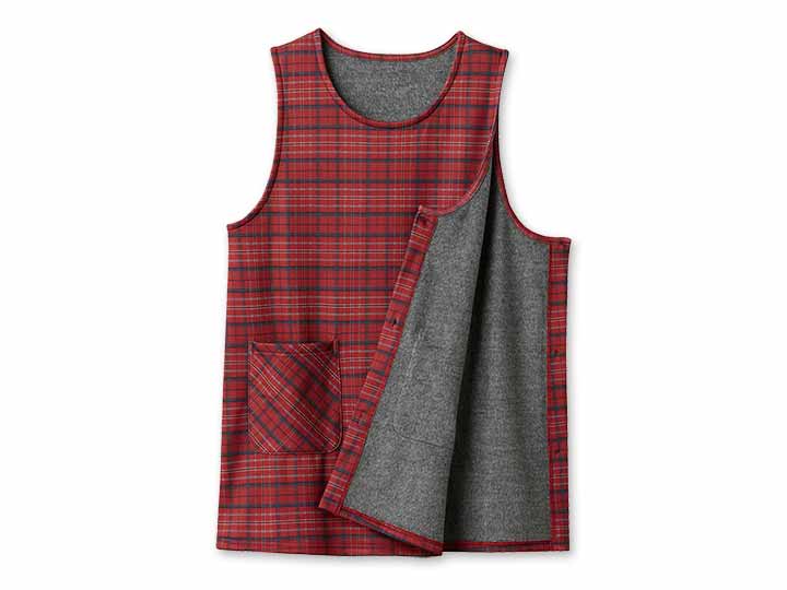 予約　軽くてあったかチュニックエプロン（レッドチェック）Ｍ−Ｌ_2