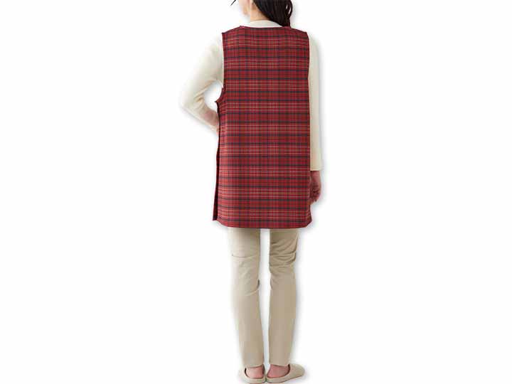 予約　軽くてあったかチュニックエプロン（レッドチェック）Ｍ−Ｌ_4