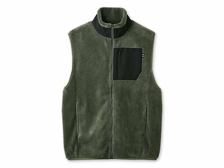 予約　毛布でつくった暖かメンズベスト（カーキ）Ｍ