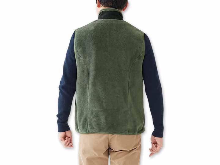 予約 毛布でつくった暖かメンズベスト(カーキ)M_3