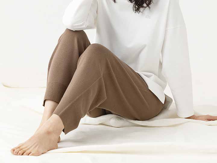 予約 オーガニックコットン ニットパンツ モカ_3