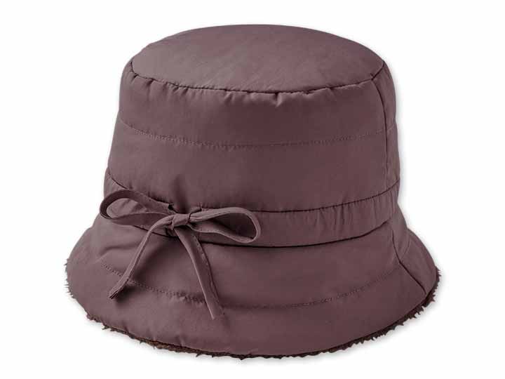 予約　すっぽり被れる小顔見せあったかキルト帽子（パープルローズ）