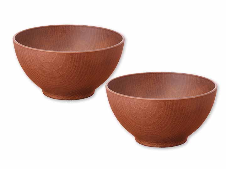 予約　お餅がくっつきにくい木目調大汁椀（ブラウン・2コ組）