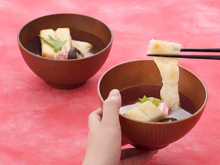 予約　お餅がくっつきにくい木目調大汁椀（ブラウン・2コ組）_2