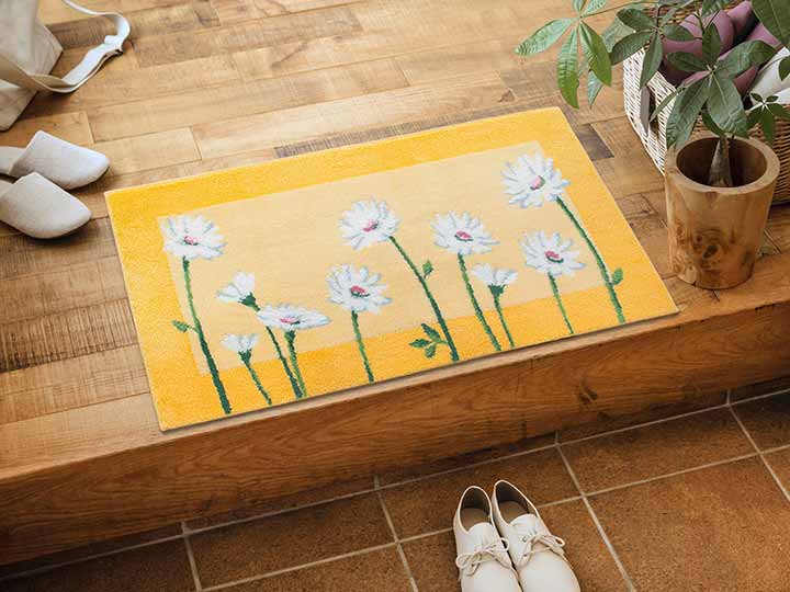 予約　洗えるコーナー吸着玄関マット　60×110CM　イノセントデイジー_2