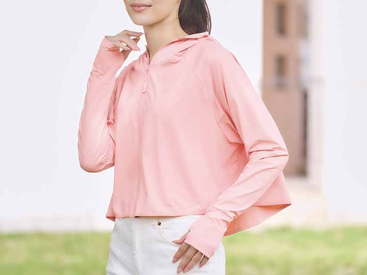 予約 サンブロックラボ爽壁フェイスガードUVパーカー ピンク_3