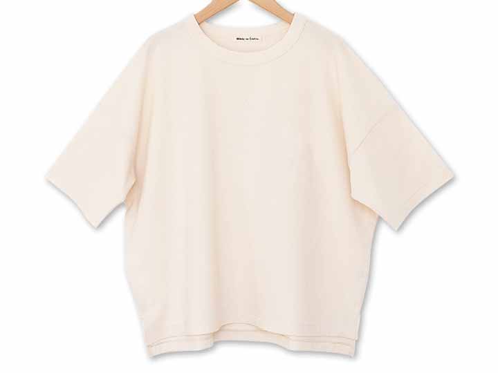 予約　メイドインアースのＴシャツ　和綿／ＯＣ　度詰天竺　キナリ／Ｍ