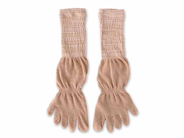 予約　シャーリング五本指ソックス　Ｍ22−24CM／茶