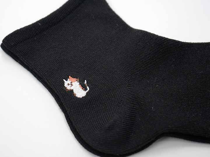 予約　口ゴムゆったりねこ柄刺繍ソックス_2