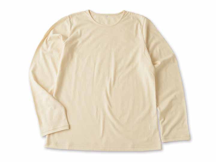 予約　オーガニックコットン　天竺長袖Ｔシャツ生成　Ｓ