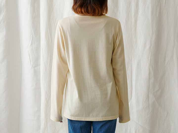 予約　オーガニックコットン　天竺長袖Ｔシャツ生成　Ｓ_3