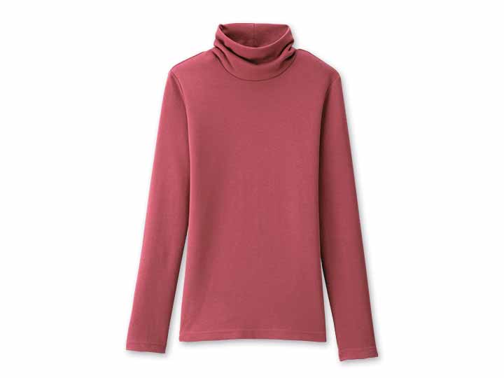 予約　ぽっかぽか起毛ハイネックシャツ　ワイン　ＬＬ