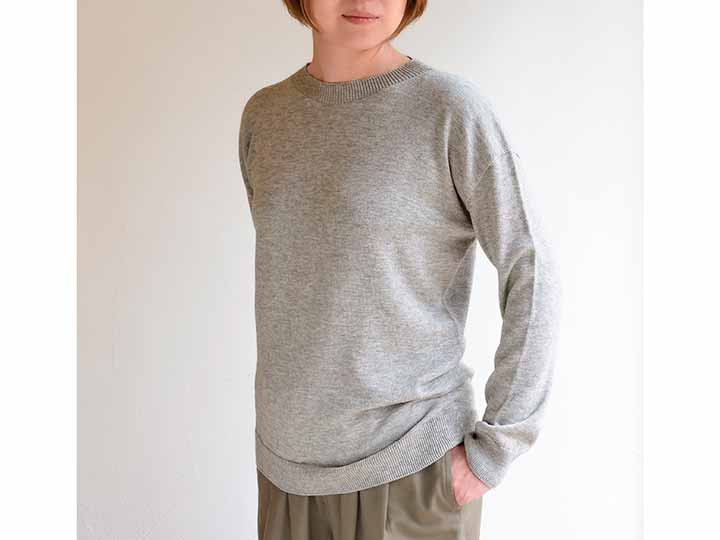 ヤクとオーガニックコットン　クルーネックプルオーバー　グレー_2
