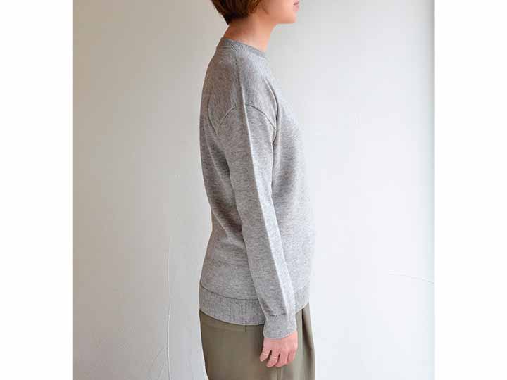 ヤクとオーガニックコットン　クルーネックプルオーバー　グレー_4