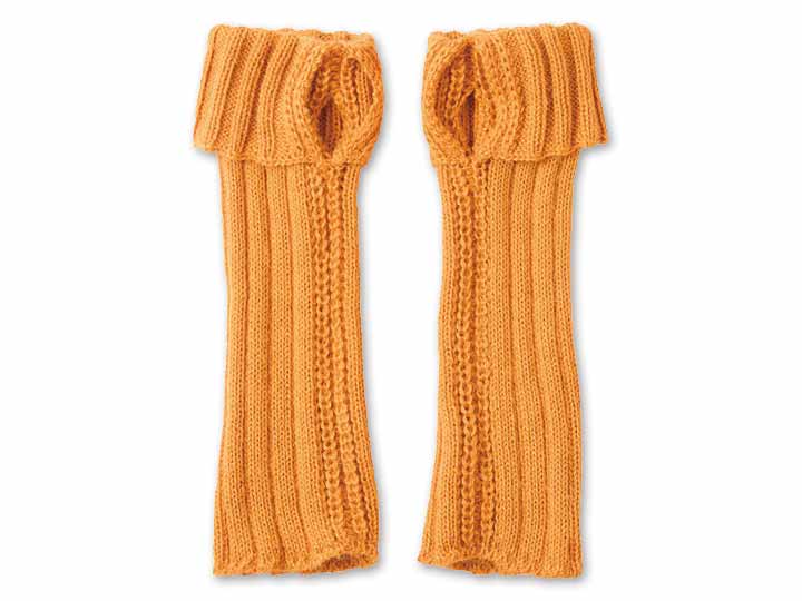 予約　アルパカ100％　アームウォーマー　リブ編み（オレンジ）