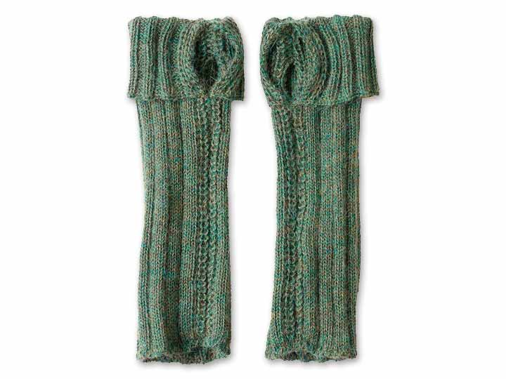 予約　アルパカ100％　アームウォーマー　リブ編み（グリーン）