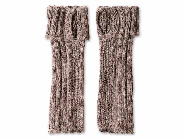 予約　アルパカ100％　アームウォーマー　リブ編み（モカブラウン）