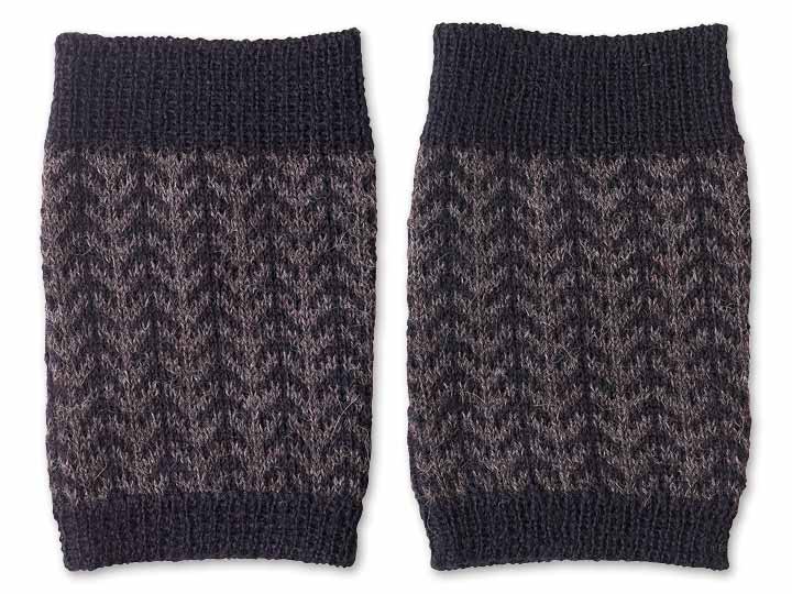 予約　アルパカ100％　ヘリンボーン柄ミニレッグウォーマー　（ブラック）