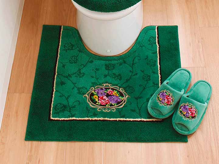 予約 シェニールロゼ トイレマット 60×63CM グリーン_2
