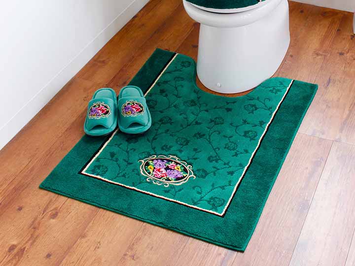 予約　シェニールロゼ　ロングトイレマット　80×67CM　グリーン_2