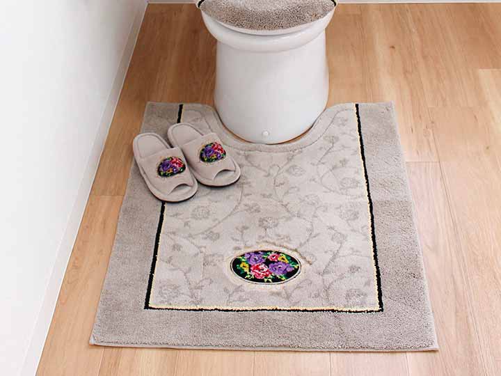 予約　シェニールロゼ　ロングトイレマット　80×67CM　ベージュ_2