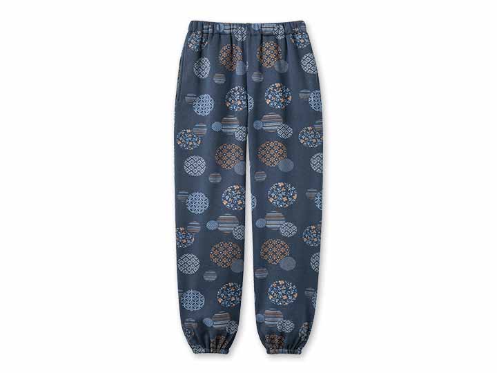 予約　和柄くつろぎもんぺ（まり柄ネイビー）ＬＬ