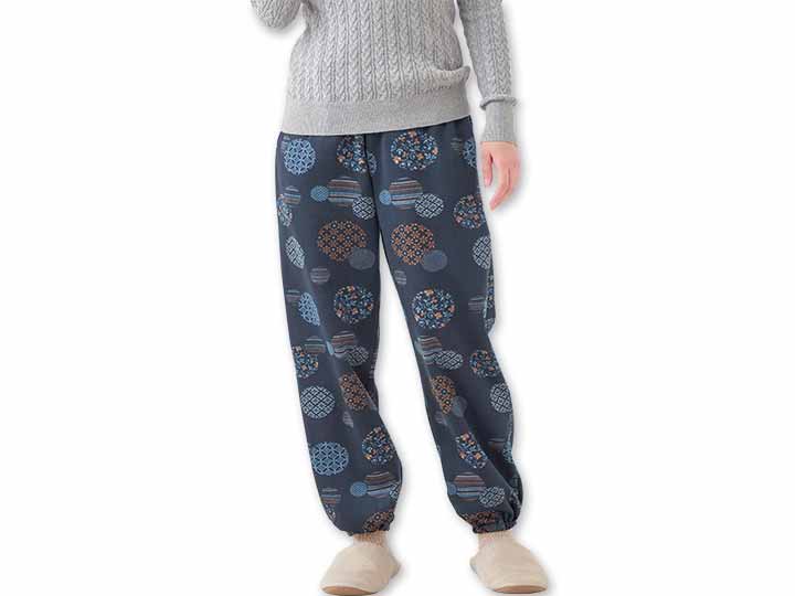 予約　和柄くつろぎもんぺ（まり柄ネイビー）3Ｌ_2