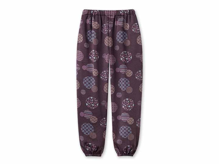 予約　和柄くつろぎもんぺ（まり柄ワイン）3Ｌ