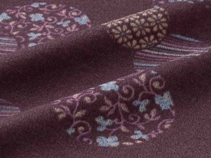 予約　和柄ロング丈かっぽう着（まり柄ワイン）ＬＬ−3Ｌ_4