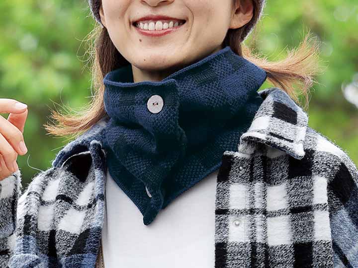 予約　内側ボアであったかネックウォーマー（ボタンタイプ）ブルー系_3