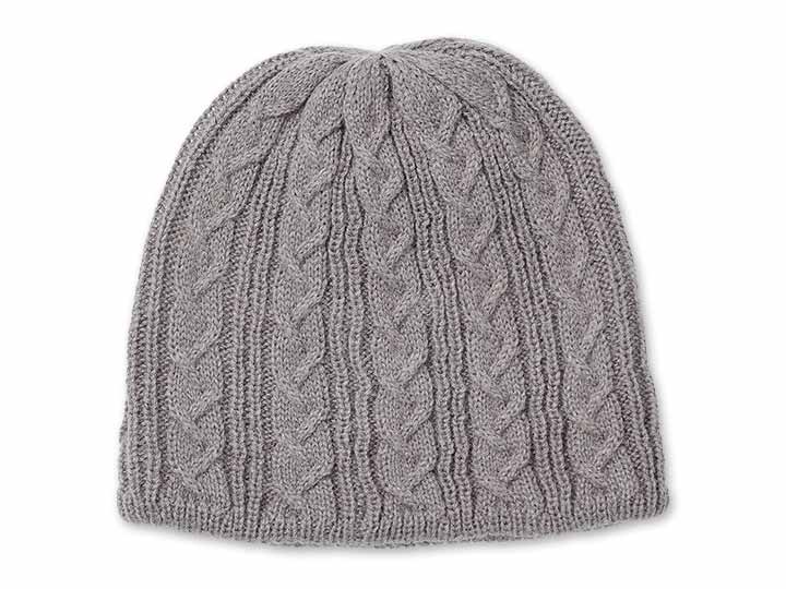 予約　内側シルク2重編みあったか帽子　グレー