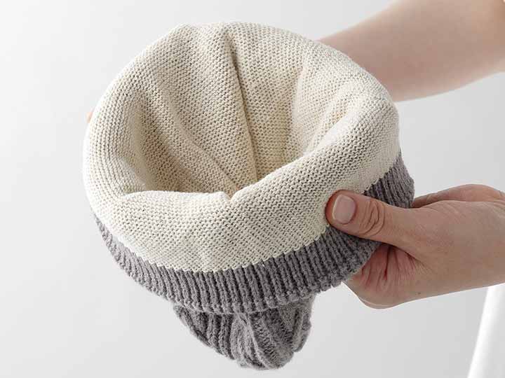 予約　内側シルク2重編みあったか帽子　グレー_2