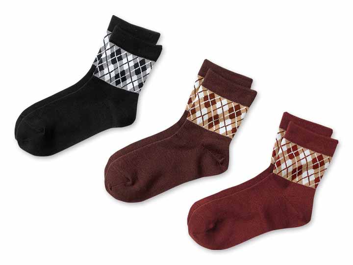 予約　あったか2重底ゆったりダイヤ柄ソックス