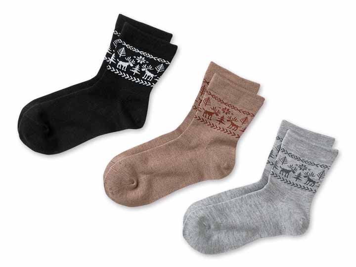 予約　あったか2重底ゆったりシカ柄ソックス