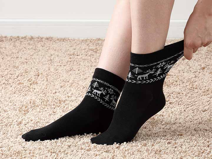 予約　あったか2重底ゆったりシカ柄ソックス_3