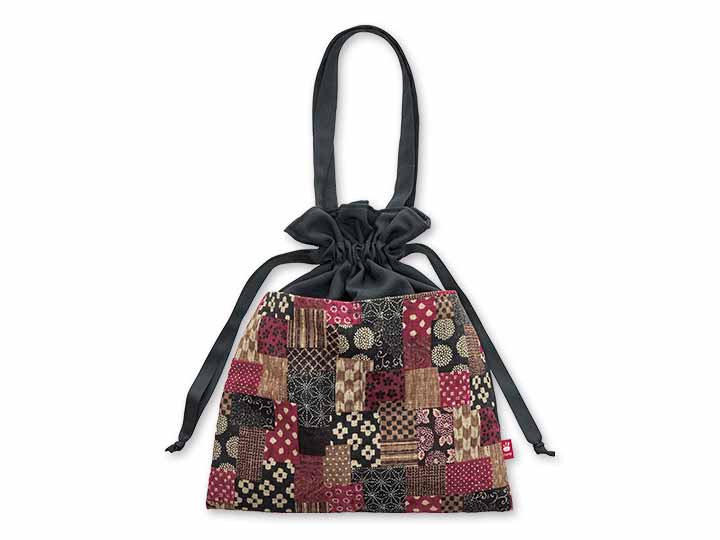 予約 日本製 布工房紡ぎ 和トートきんちゃく 黒_2