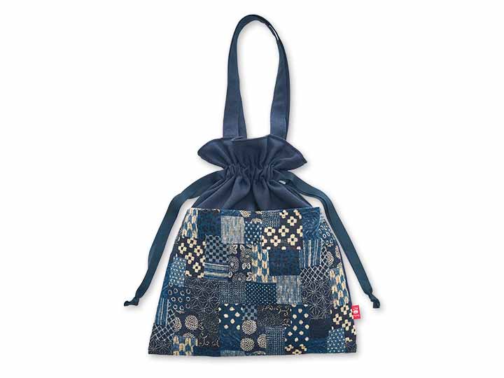 予約 日本製 布工房紡ぎ 和トートきんちゃく 紺_2