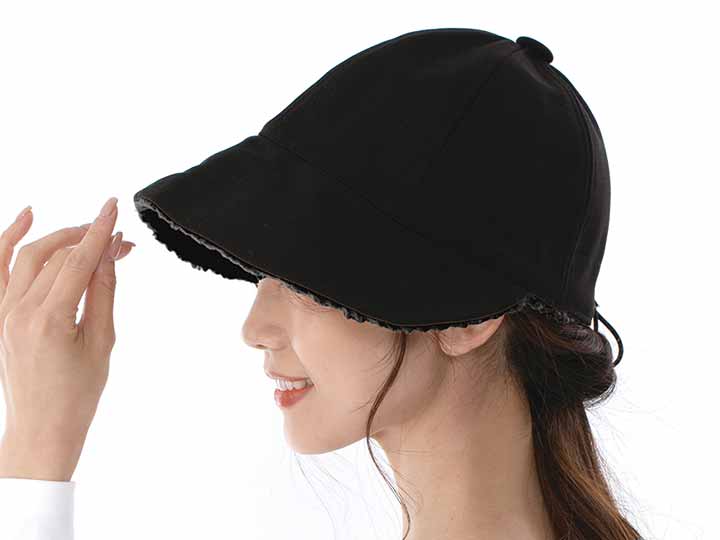 予約 裏ボアリバーシブルキャスケット ブラック_2