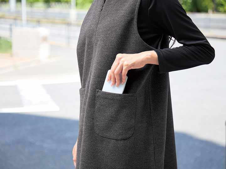 予約 eclaT style メランジキーネックロングベスト グレー系 M〜L_4