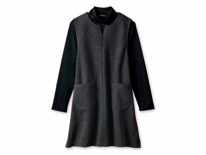 予約　ｅｃｌａＴ　ｓｔｙｌｅ　メランジキーネックロングベスト　グレー系　ＬＬ〜3Ｌ