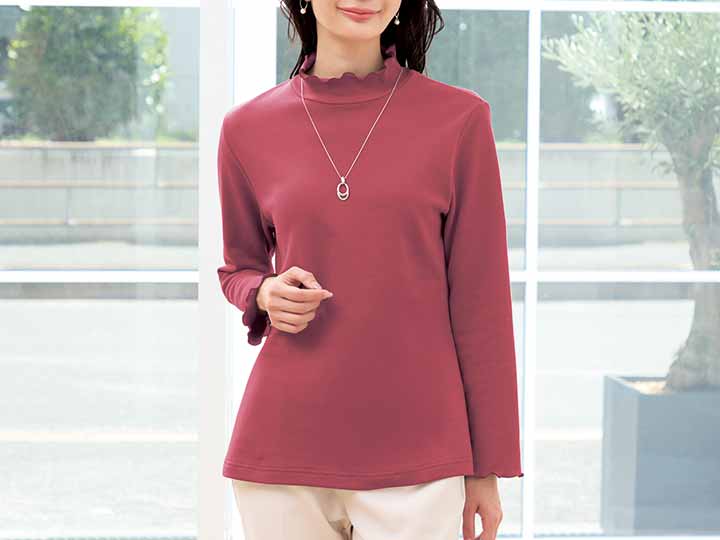 予約　ｅｃｌａＴ　ｓｔｙｌｅ　綿100％微起毛　メロータートルプルオーバー　ワイン　Ｍ