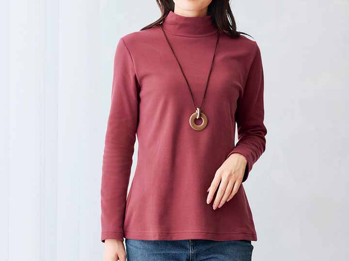 予約　あったか起毛着やせプルオーバー　ワイン　ＬＬ_2